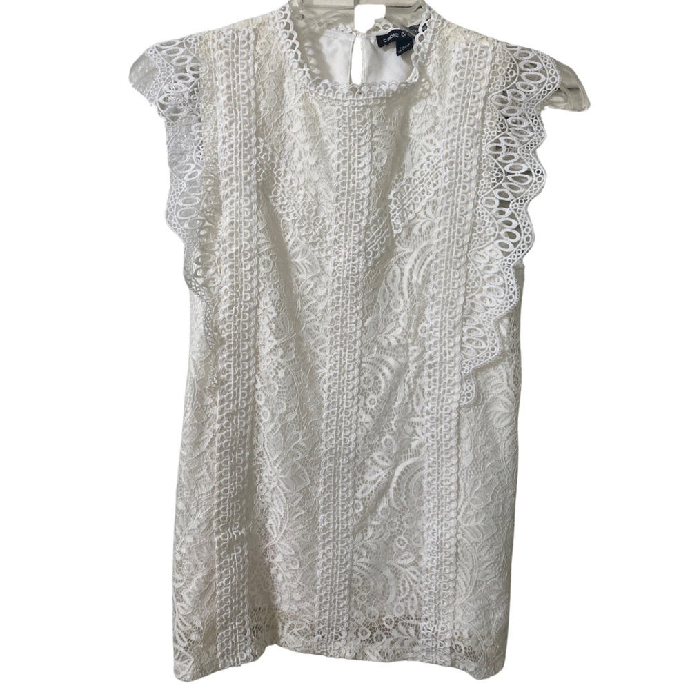 Cable & Gauge White Ruffled Embellished Blouse